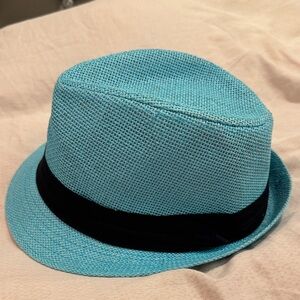 Blue Fedora Hat with Black Band
